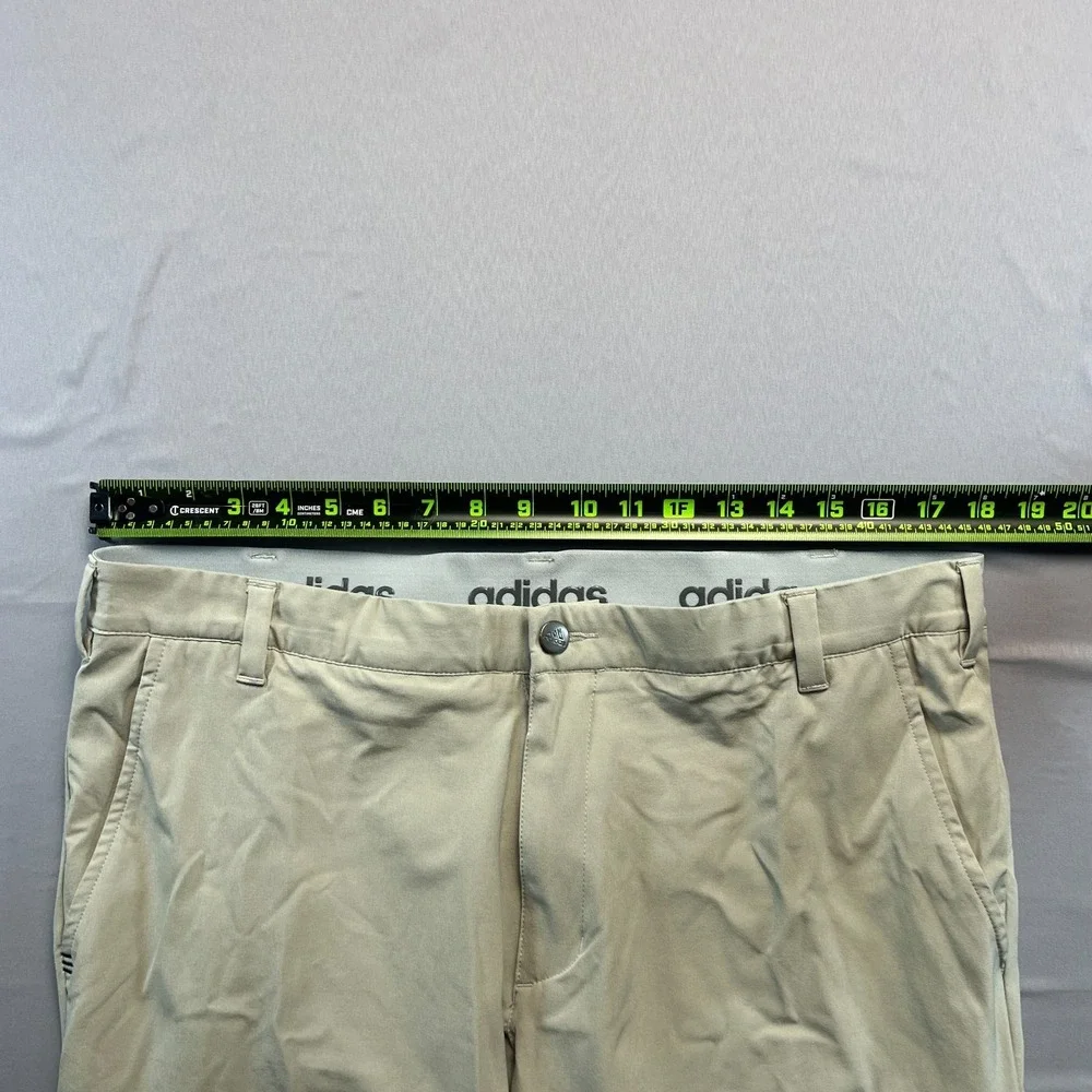 Adidas Pants Mens 38X30 Beige Stretch Mid Rise Straight Leg Golf Performance